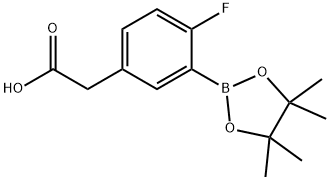 2-(4-氟-3-(4,4,5,5-四甲基-1,3,2-二氧硼戊烷-2-基)苯基)乙酸 结构式