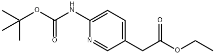 Ethyl 2-(6-((tert-butoxycarbonyl)amino)pyridin-3-yl)acetate 化学構造式
