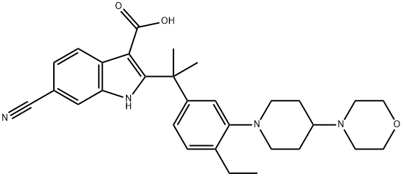 6-cyano-2-(2-(4-ethyl-3-(4-morpholinopiperidin-1-yl)phenyl)propan-2-yl)-1H-indole-3-carboxylic acid|艾乐替尼中间体