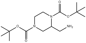 二-叔丁基2-(氨基甲基)哌嗪-1,4-二羧酸酯, 1256815-07-2, 结构式