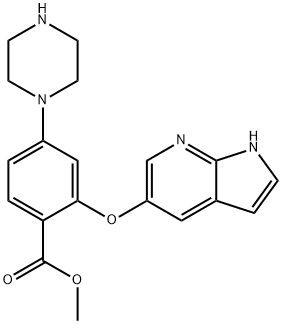 methyl 2-(1H-pyrrolo[2,3-b]pyridin-5-yloxy)-4-(piperazin-1-yl)benzoate Struktur