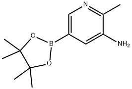 2-メチル-5-(テトラメチル-1,3,2-ジオキサボロラン-2-イル)ピリジン-3-アミン 化学構造式