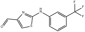 2-((3-(Trifluoromethyl)phenyl)amino)thiazole-4-carbaldehyde Struktur