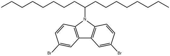 3,6-ジブロモ-9-(ヘプタデカン-9-イル)-9H-カルバゾール 化学構造式