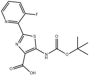 4-Thiazolecarboxylic acid, 5-[[(1,1-dimethylethoxy)carbonyl]amino]-2-(3-fluoro-2-pyridinyl)- Struktur