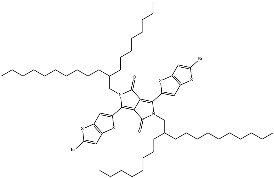 3,6-bis(5-bromothieno[3,2-b]thiophen-2-yl)-2,5-bis(2-octyldodecyl)pyrrolo[3,4-c]pyrrole-1,4(2H,5H)-dione Struktur