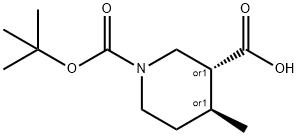 Trans-1-(Tert-Butoxycarbonyl)-4-Methylpiperidine-3-Carboxylic Acid Struktur