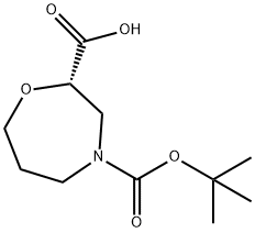 (S)-4-(TERT-ブチルトキシカルボニル)-1,4-オキサゼパン-2-カルボン酸 化学構造式