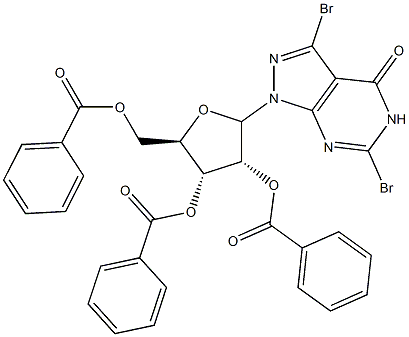 3,6-Dibromo-1,5-dihydro-1-(2,3,5-tri-O-benzoyl--D-ribofuranosyl)-4H-pyrazolo[3,4-d]pyrimidin-4-one Structure