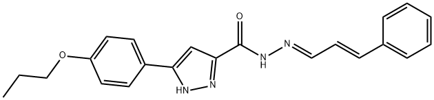 N'-[(1E,2E)-3-phenylprop-2-en-1-ylidene]-3-(4-propoxyphenyl)-1H-pyrazole-5-carbohydrazide Struktur
