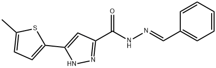 3-(5-methylthiophen-2-yl)-N'-[(E)-phenylmethylidene]-1H-pyrazole-5-carbohydrazide Struktur