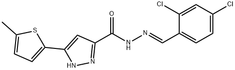N'-[(E)-(2,4-dichlorophenyl)methylidene]-3-(5-methylthiophen-2-yl)-1H-pyrazole-5-carbohydrazide Struktur