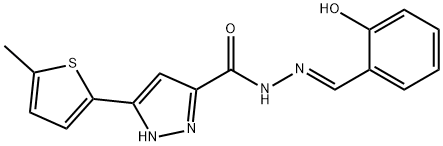 N'-[(E)-(2-hydroxyphenyl)methylidene]-3-(5-methylthiophen-2-yl)-1H-pyrazole-5-carbohydrazide Struktur
