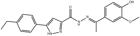 (E)-5-(4-ethylphenyl)-N'-(1-(4-hydroxy-3-methoxyphenyl)ethylidene)-1H-pyrazole-3-carbohydrazide Structure