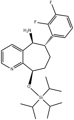 (5S,6S,9R)-6-(2,3-二氟苯基)-9-((三异丙基甲硅烷基)氧基)-6,7,8,9-四氢-5H-环庚[B]吡啶-5-胺, 1289024-42-5, 结构式