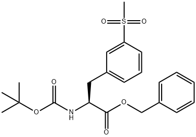 L-Phenylalanine,N-[(1,1-dimethylethoxy)carbonyl]-3-(methylsulfonyl)-, phenylmethyl ester 化学構造式
