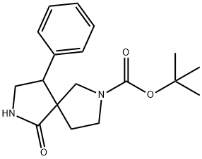 6-オキソ-9-フェニル-2,7-ジアザスピロ[4.4]ノナン-2-カルボン酸TERT-ブチルエステル 化学構造式