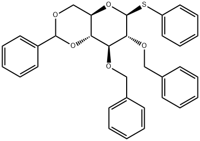 Phenyl 2,3-bis-O-(phenylmethyl)-4,6-O-(phenylmethylene)-1-thio-beta-D-glucopyranoside Struktur