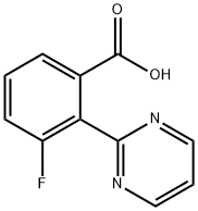 3-FLUORO-2-(PYRIMIDIN-2-YL)BENZOIC ACID, 1293285-04-7, 结构式