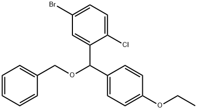 2-((benzyloxy)(4-ethoxyphenyl)methyl)-4-bromo-1-chlorobenzene Struktur