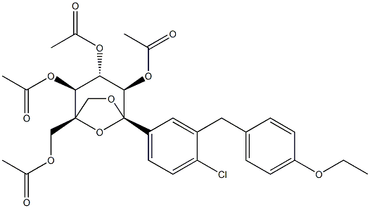 (1R,2S,3S,4R,5S)-1-(乙酰氧甲基)-5-(4-氯-3-(4-乙氧苄基)苯基)-6,8-二氧杂双环[3.2.1]辛烷-2,3,4-三乙酸三酯,1298086-18-6,结构式