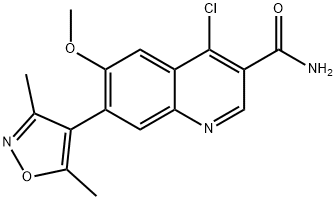 4-氯-7-(3,5-二甲基异恶唑-4-基)-6-甲氧基喹啉-3-甲酰胺,1300031-57-5,结构式