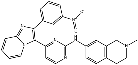 (2-Methyl-1,2,3,4-tetrahydro-isoquinolin-7-yl)-{4-[2-(3-nitro-phenyl)-imidazo[1,2-a]pyridin-3-yl]-pyrimidin-2-yl}-amine Structure