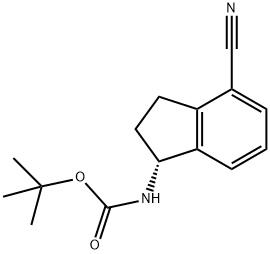 (S)-tert-butyl (4-cyano-2,3-dihydro-1H-inden-1-yl)carbamate Struktur