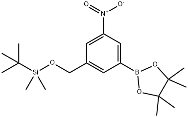 (3-nitro-5-(4,4,5,5-tetramethyl-1,3,2-dioxaborolan-2-yl)benzyloxy)(tert-butyl)dimethylsilane Struktur