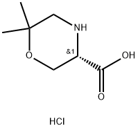 (S)-6,6-Dimethyl-morpholine-3-carboxylic acid hydrochloride Structure