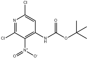 TERT-BUTYL (2,6-DICHLORO-3-NITROPYRIDIN-4-YL)CARBAMATE, 1313726-52-1, 结构式