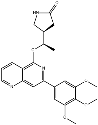 (R)-4-[(R)-1-[7-(3,4,5-Trimethoxy-phenyl)-[1,6]naphthyridin-5-yloxy]-ethyl]-pyrrolidin-2-one 结构式