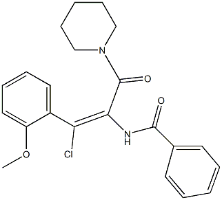 (Z)-N-(1-chloro-1-(2-methoxyphenyl)-3-oxo-3-(piperidin-1-yl)prop-1-en-2-yl)benzamide 化学構造式