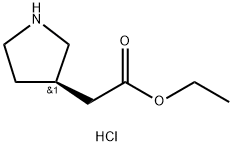 (R)-2-(吡咯烷-3-基)乙酸乙酯盐酸盐,1332459-32-1,结构式
