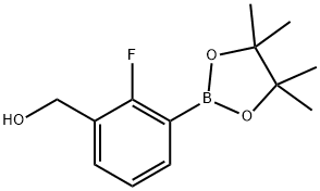 (2-FLUORO-3-(4,4,5,5-TETRAMETHYL-1,3,2-DIOXABOROLAN-2-YL)PHENYL)METHANOL, 1333264-07-5, 结构式
