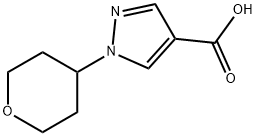 1-(オキサン-4-イル)-1H-ピラゾール-4-カルボン酸 化学構造式