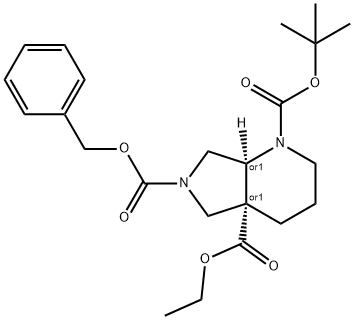 Cis-Tetrahydro-Pyrrolo[3,4-B]Pyridine-1,4A,6-Tricarboxylic Acid 6-Benzyl Ester 1-Tert-Butyl Ester 4A-Ethyl Ester Struktur