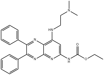 ethyl 8-(2-(dimethylamino)ethylamino)-2,3-diphenylpyrido[2,3-b]pyrazin-6-ylcarbamate Struktur