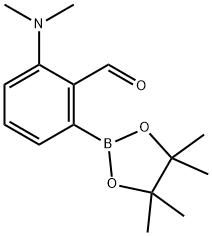 ベンズアルデヒド, 2-(ジメチルアミノ)-6-(4,4,5,5-テトラメチル-1,3,2-ジオキサボロラン-2-イル)- 化学構造式