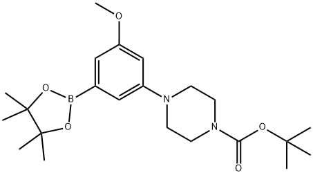 tert-butyl 4-(3-methoxy-5-(4,4,5,5-tetramethyl-1,3,2-dioxaborolan-2-yl)phenyl)piperazine-1-carboxylate Structure