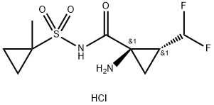 (1R,2R)-1-氨基-2-(二氟甲基)-N-[(1-甲基环丙基)磺酰基]环丙烷甲酰胺盐酸盐, 1360828-80-3, 结构式