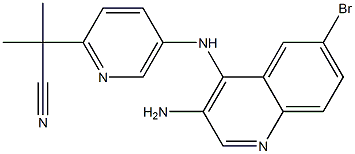 2-(5-((3-Amino-6-bromoquinolin-4-yl)amino)pyridin-2-yl)-2-methylpropanenitrile,1370616-09-3,结构式