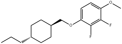 2,3-ジフルオロ-4-[(trans-4-プロピルシクロヘキシル)メトキシ]アニソール 化学構造式