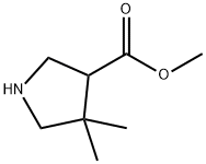 4,4-Dimethyl-pyrrolidine-3-carboxylic acid methyl ester 化学構造式