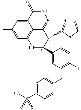 (8S,9R)-5-fluoro-8-(4-fluorophenyl)-9-(1-methyl-1H-1,2,4-triazol-5-yl)-8,9-dihydro-2H-pyrido[4,3,2-de]phthalazin-3(7H)-one tosylate|TALAZOPARIB TOSYLATE