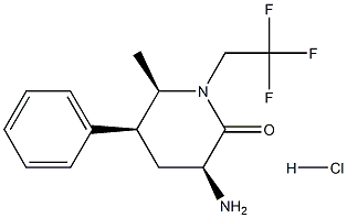 (3S,5S,6R)-3-amino-6-methyl-5-phenyl-1-(2,2,2-trifluoroethyl)piperidin-2-one hydrochloride Struktur