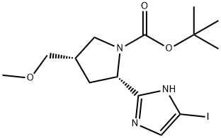 (2S,4S)-2-(5-碘-1H-咪唑-2-基)-4-(甲氧基甲基)-1-吡咯烷羧酸叔丁酯, 1378391-86-6, 结构式