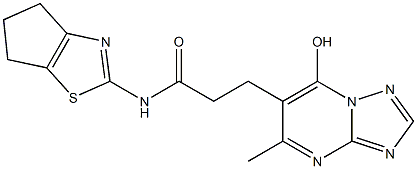 N-(5,6-dihydro-4H-cyclopenta[d]thiazol-2-yl)-3-(7-hydroxy-5-methyl-[1,2,4]triazolo[1,5-a]pyrimidin-6-yl)propanamide 化学構造式