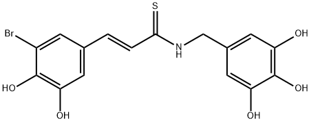 (E)-3-(3-bromo-4,5-dihydroxyphenyl)-N-(3,4,5-trihydroxybenzyl)prop-2-enethioamide Structure