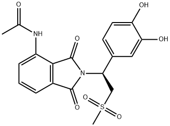 (S)-N-(2-(1-(3,4-dihydroxyphenyl)-2-(methylsulfonyl)ethyl)-1,3-dioxoisoindolin-4-yl)acetamide Structure